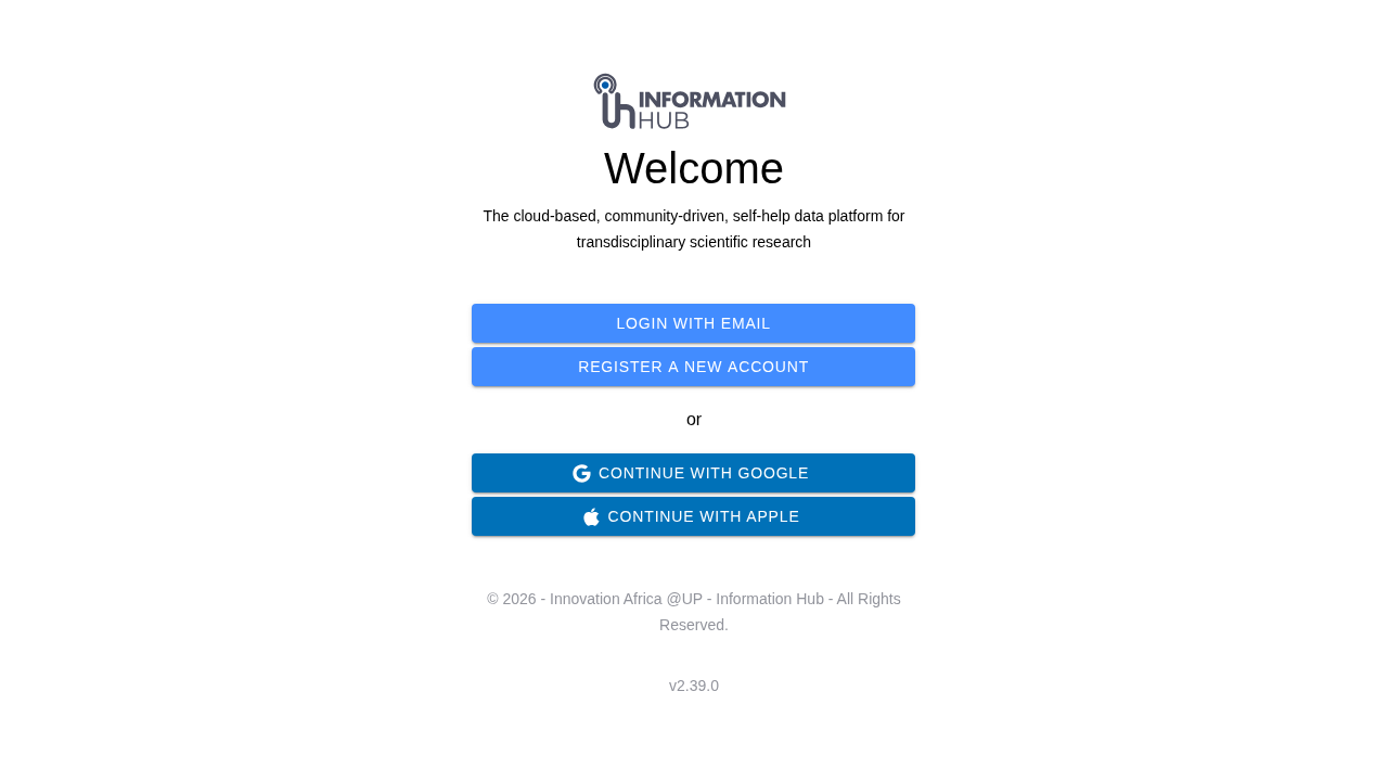 The Information Hub home screen