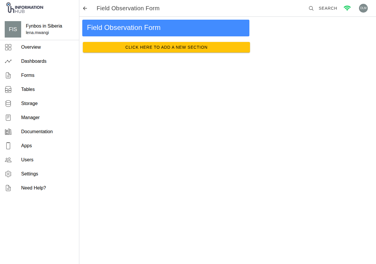 The form builder with a section