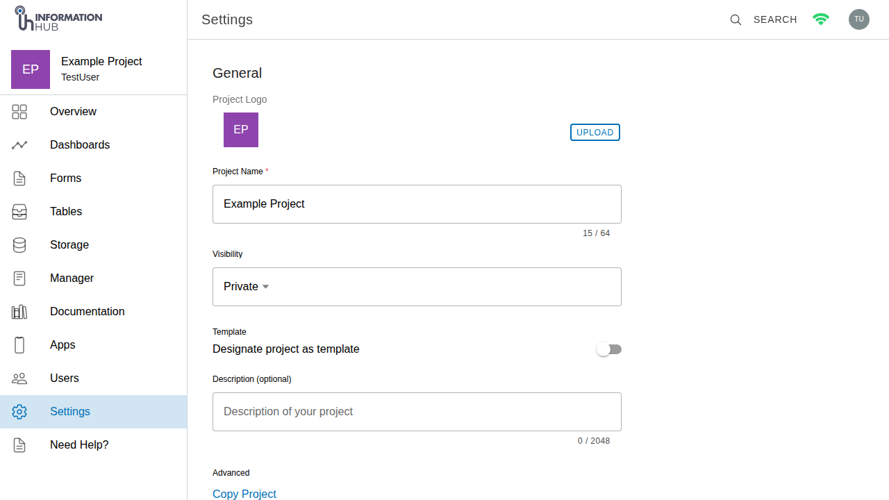 Project settings